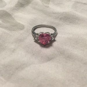 Silver and pink ring